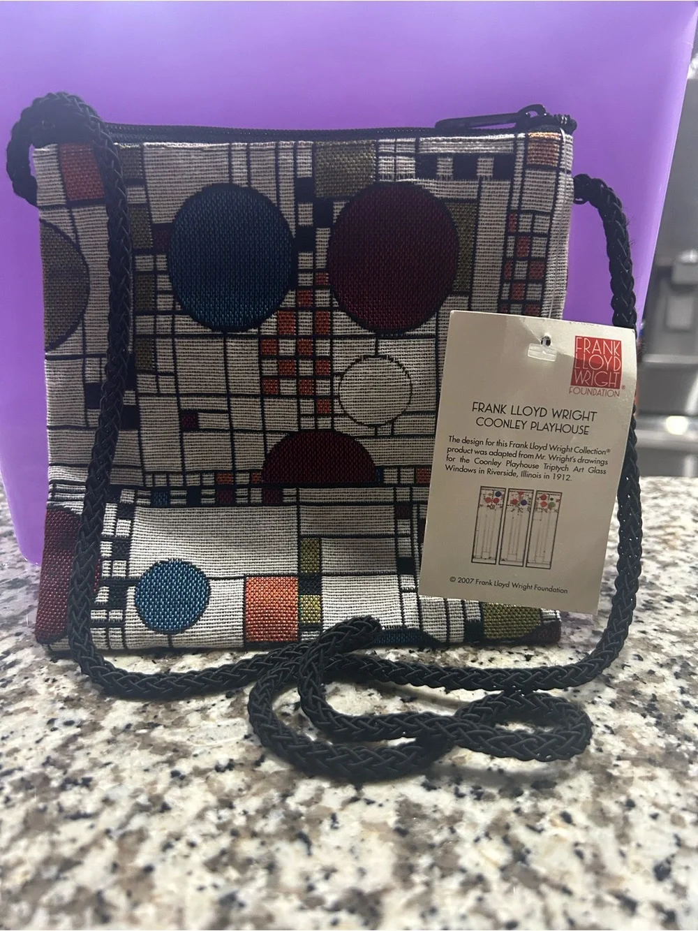Frank Lloyd Wright Geometric Tapestry Crossbody - Coonley Playhouse - Picture 1 of 6